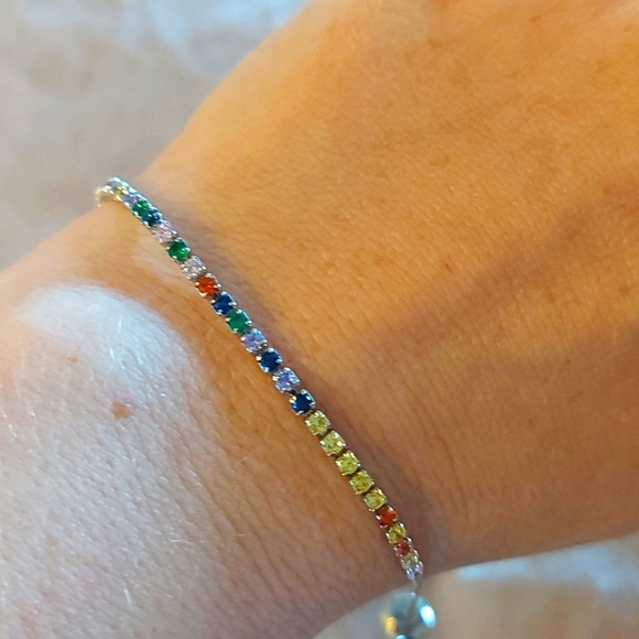 Mandala bracelet with rainbow cubic zirconia - Picture 1 of 4
